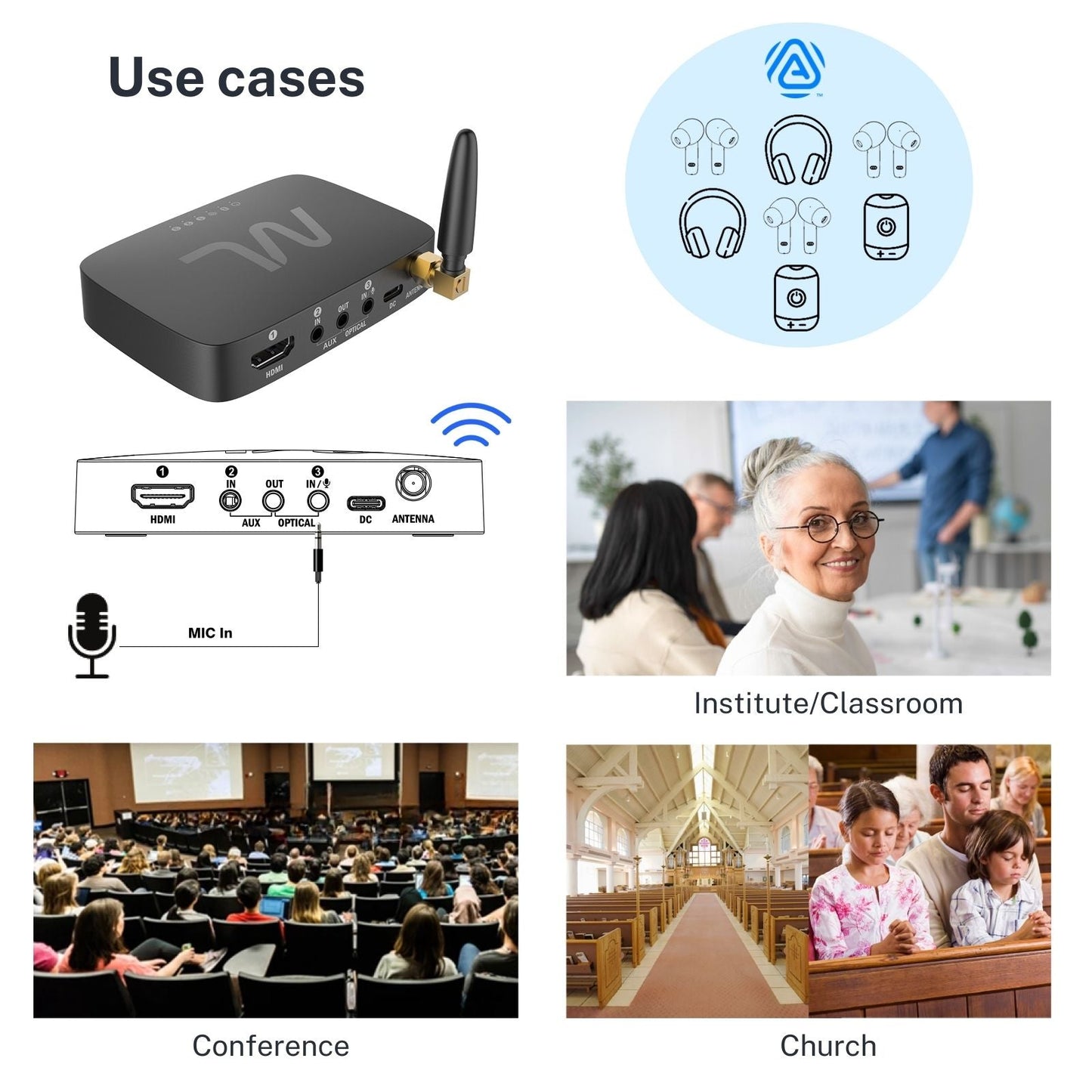 TV hearMore™ Bluetooth Auracast Audio Transmitter